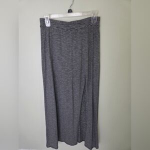 American Eagle Outfitters Charcoal & White Striped Maxi Skirt With Slit